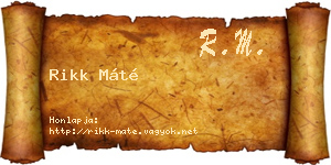 Rikk Máté névjegykártya